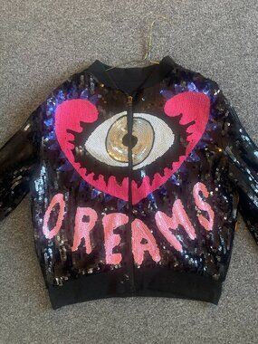 Sequins Hoodie with ILLUMINATI EYE Design Unbranded from Italy